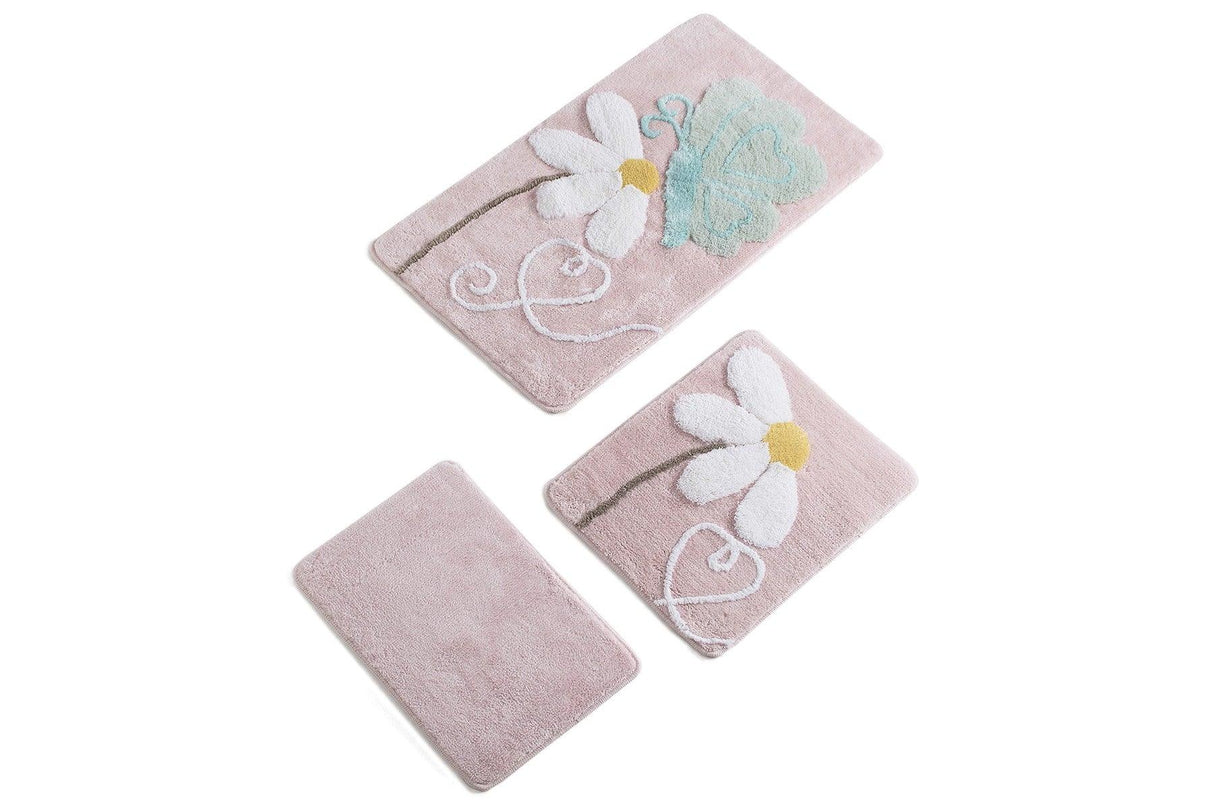 Set Covor de baie (3 bucăți), Roz