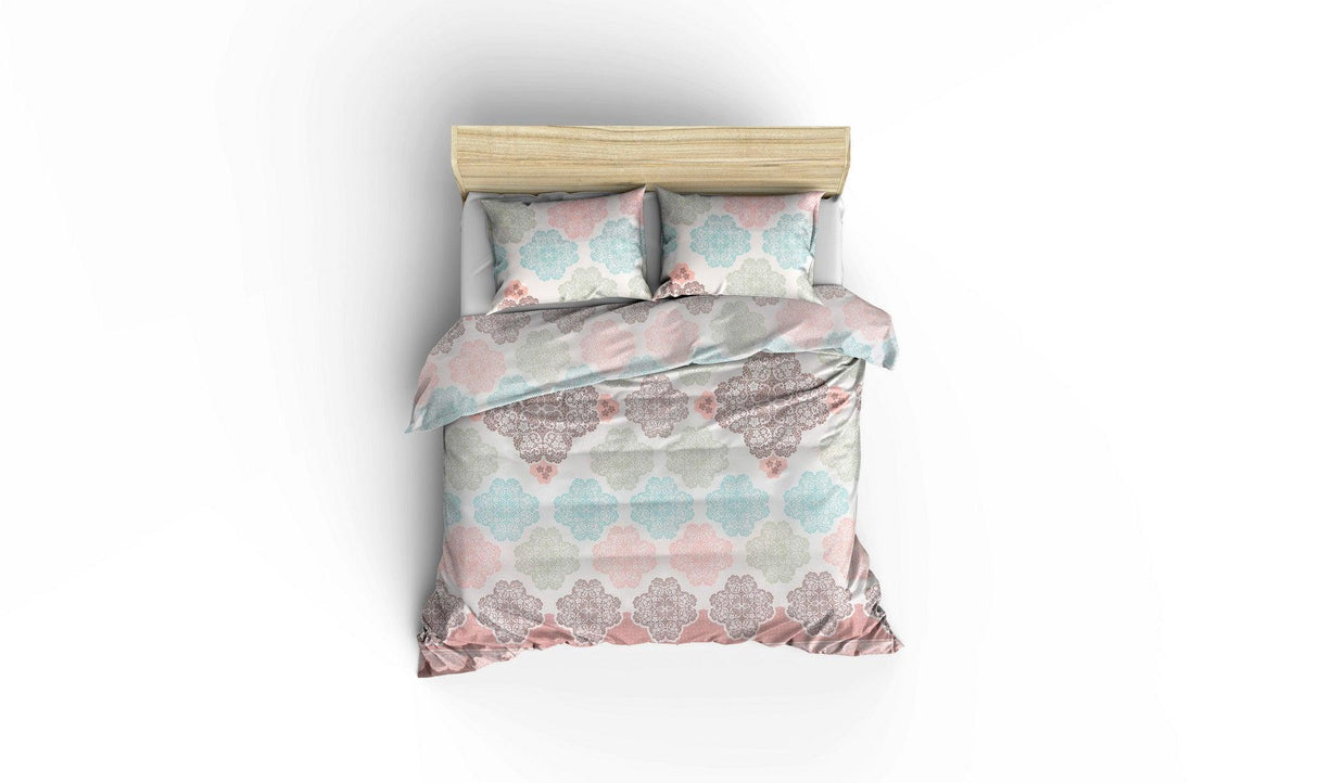 Set cuvertură matlasată de pat double, Alb, 230x200 cm