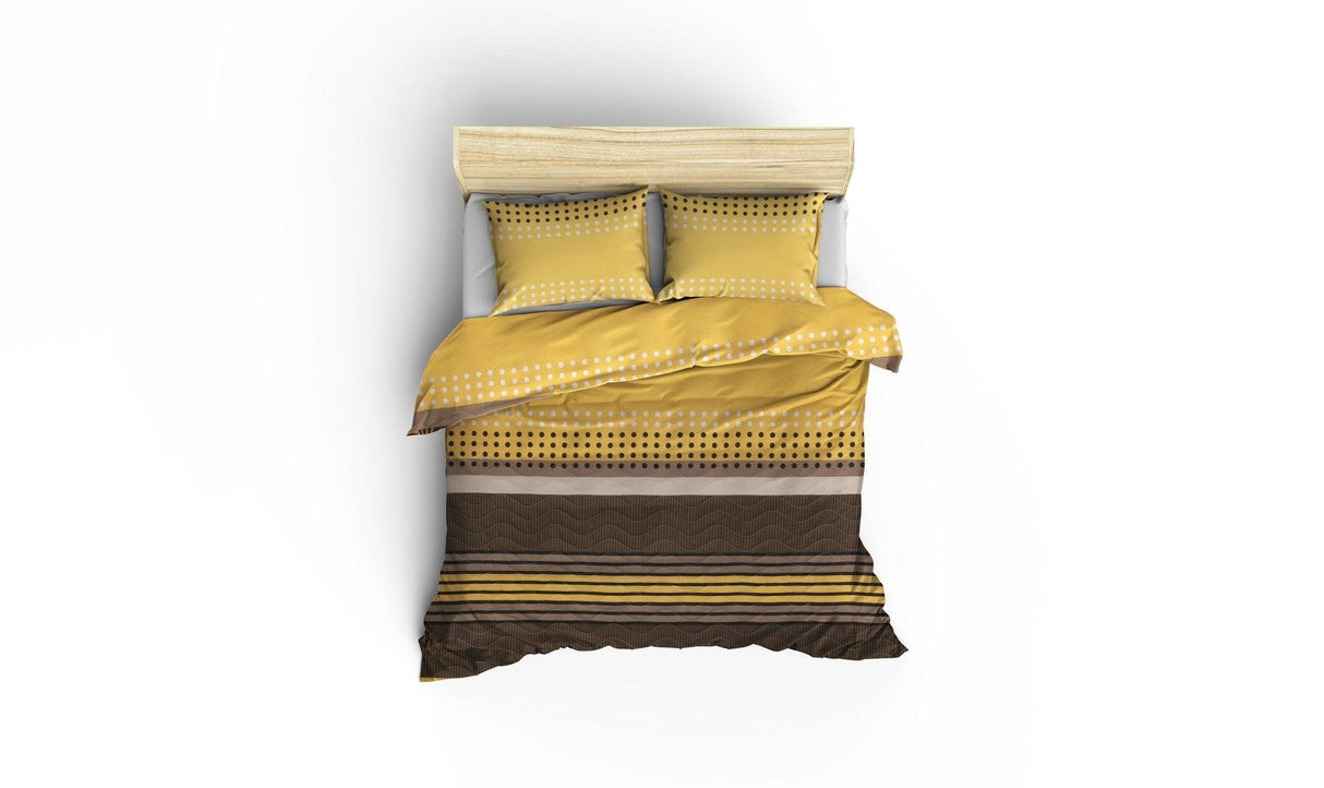 Set cuvertură matlasată de pat double, Galben, 220x200 cm