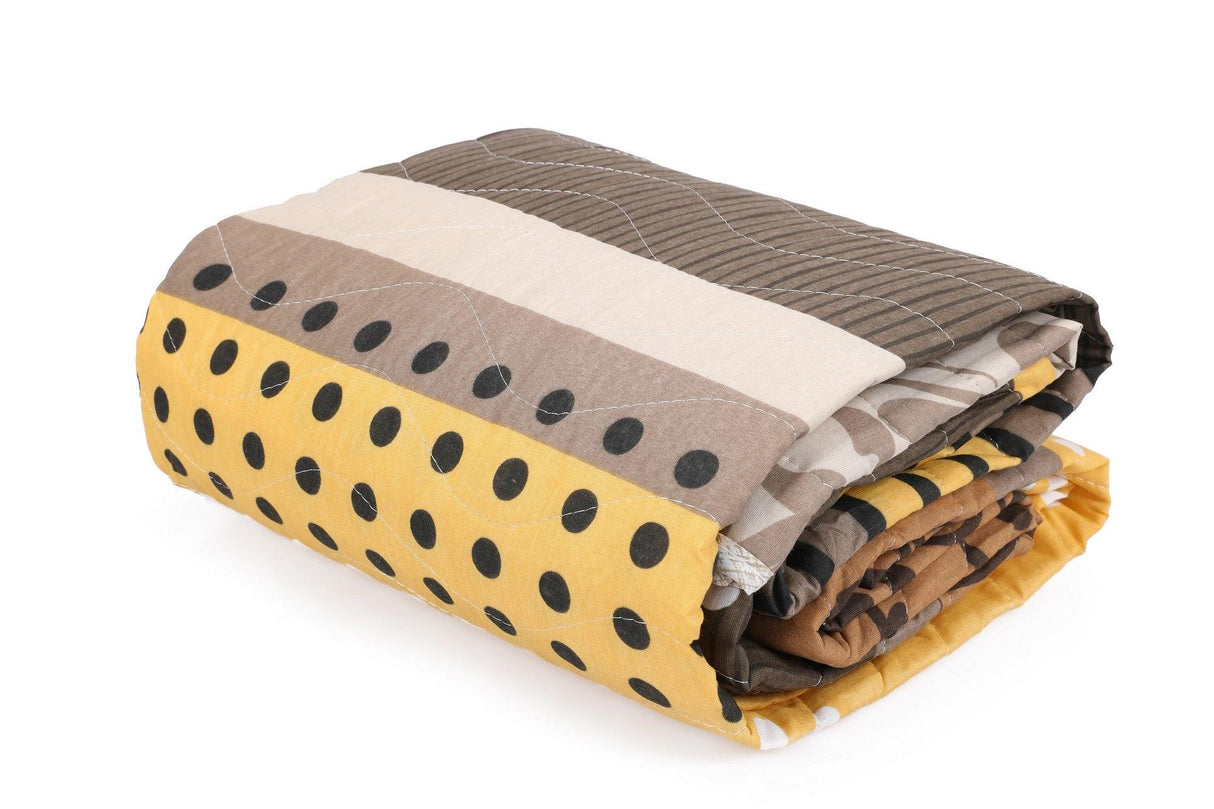 Set cuvertură matlasată de pat double, Galben, 220x200 cm