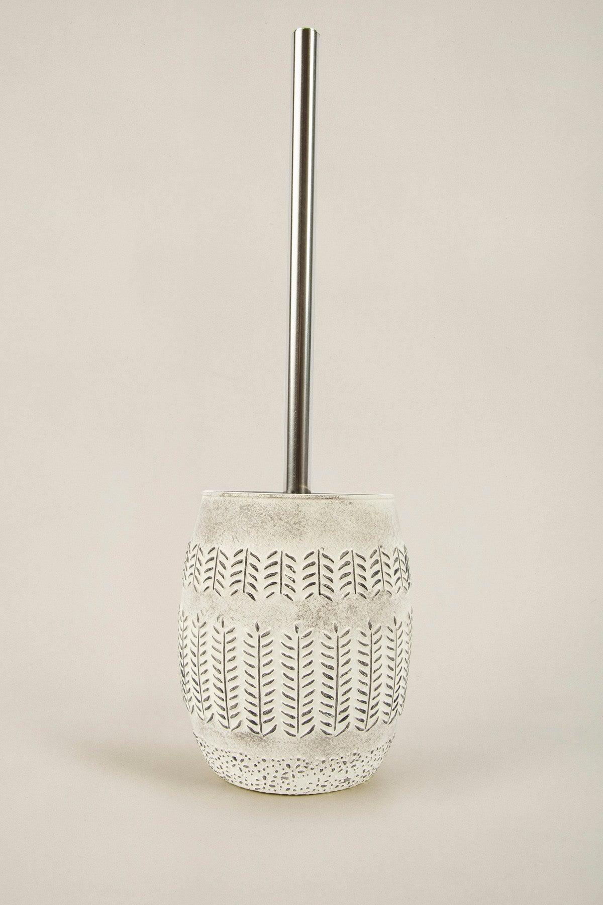 Set de Baie Lux Allesi, Gri, Dozator de sapun, Perie, Suport de periuta de dinti, Sapuniera, Coș de Gunoi