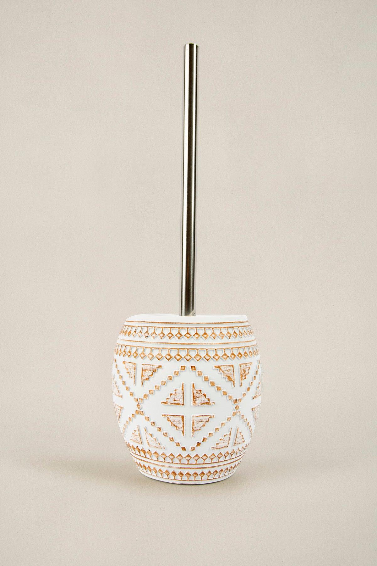 Set de Baie Lux Ella, Alb, Dozator de sapun, Perie, Suport de periuta de dinti, Sapuniera, Coș de Gunoi