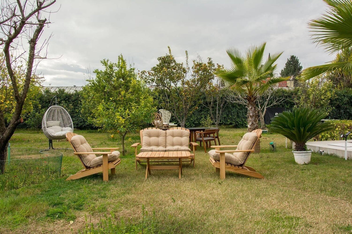 Set De Lounge De Grădină Adirondack, Crem, 200X79X97 Cm