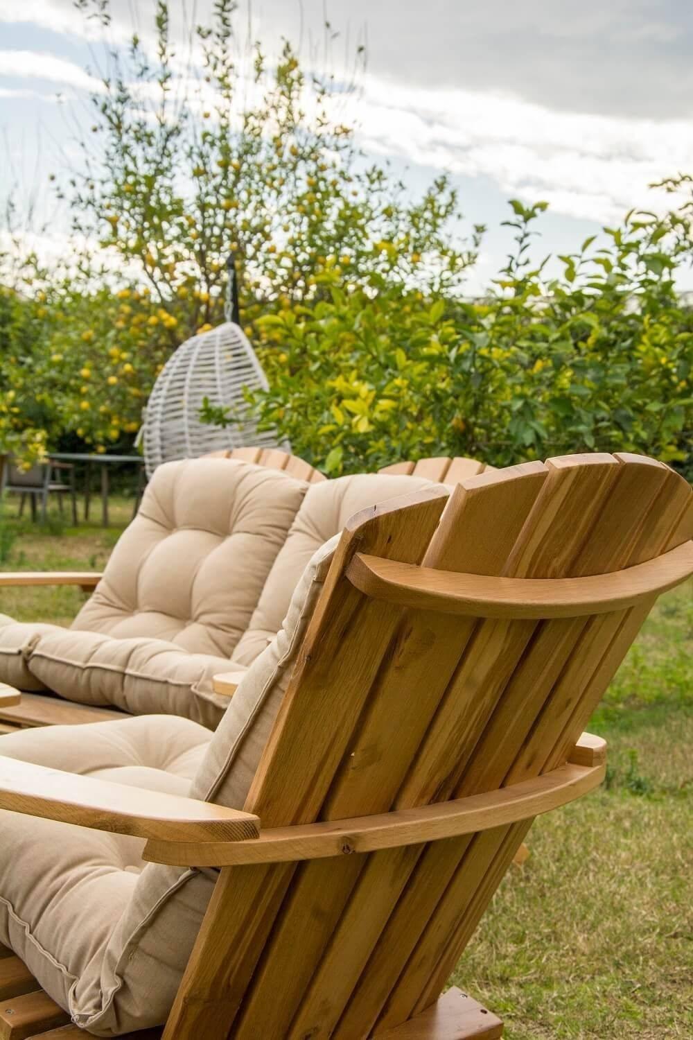 Set De Lounge De Grădină Adirondack, Crem, 200X79X97 Cm