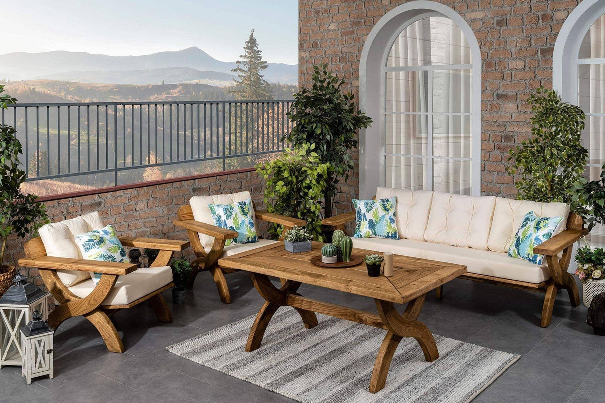 Set De Lounge De Grădină Albatros 2, Crem, 198X85X72 Cm