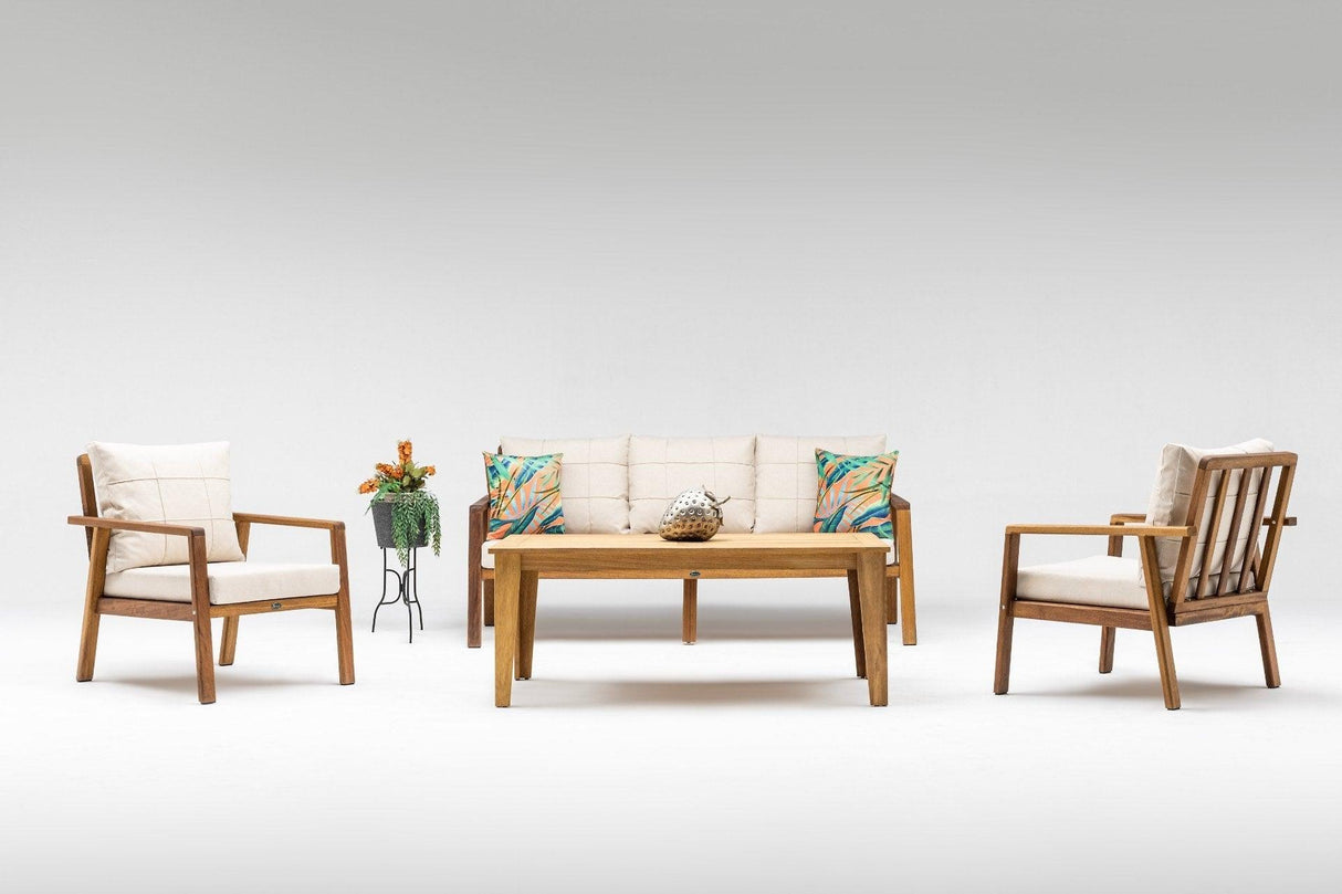 Set De Lounge De Grădină Artemis Wood, Maro, 195X75X80 Cm