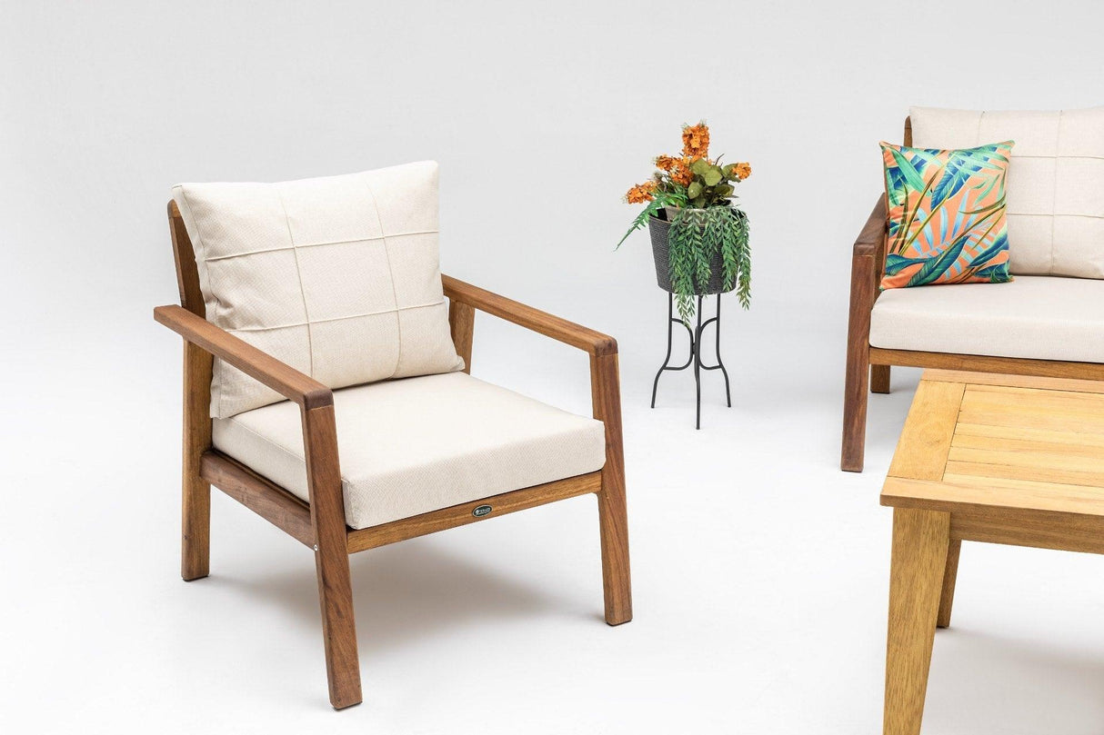 Set De Lounge De Grădină Artemis Wood, Maro, 195X75X80 Cm