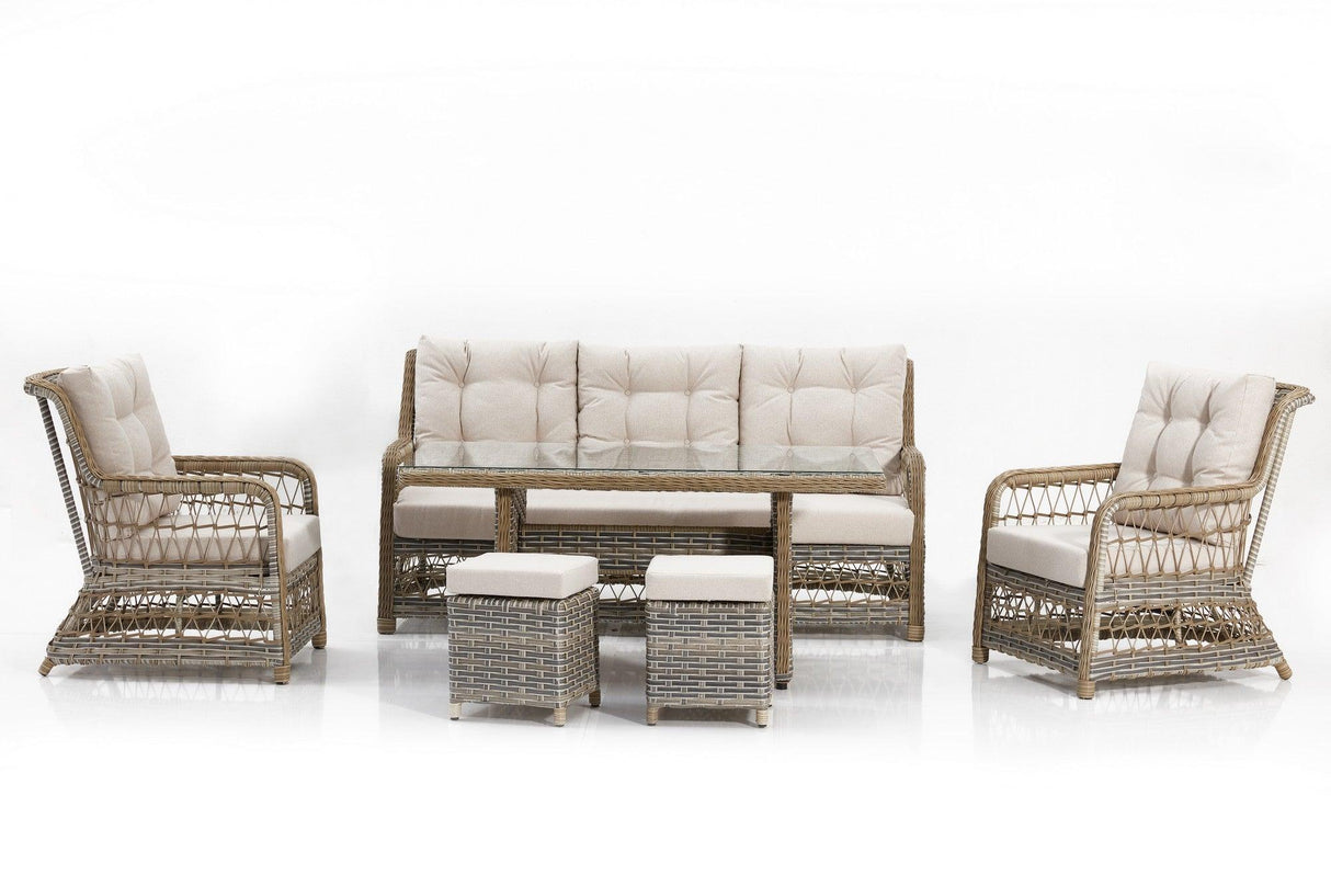 Set de lounge de grădină Ibiza - Cream, Crem, 187x80x80 cm