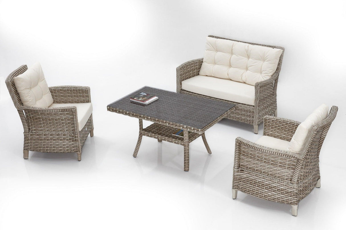 Set de lounge de grădină Manila 316 - Cream, Crem, 120x65x65 cm