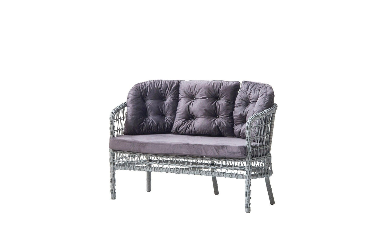 Set De Lounge De Grădină Rattan (1+1+2), Alb, 4 piese