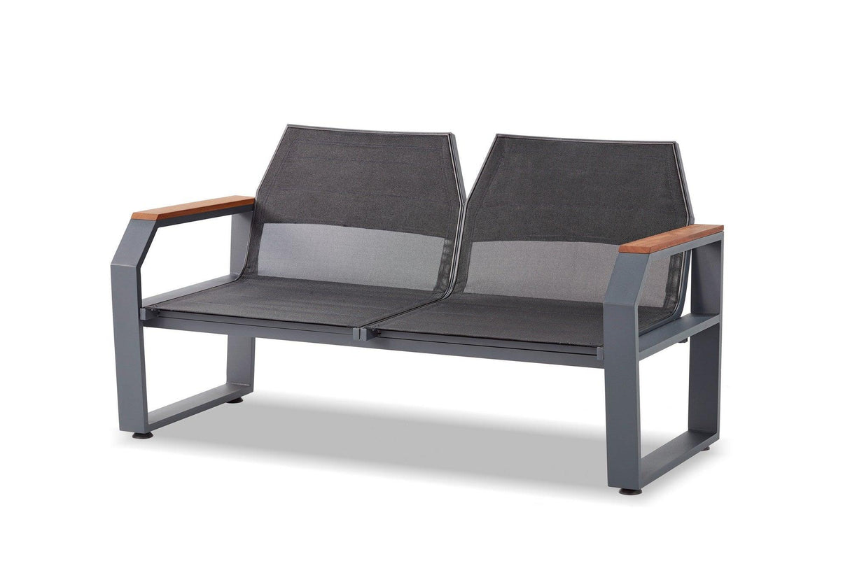 Set de lounge de grădină Truva, 4 bucati, Lemn - Aliminium, Gri, 145 x 77 x 74 cm