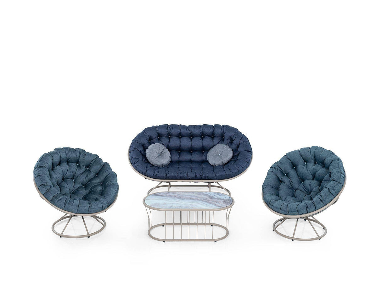 Set De Lounge De Grădină Tulipa-3, Albastru Inchis, 165X85X90 Cm