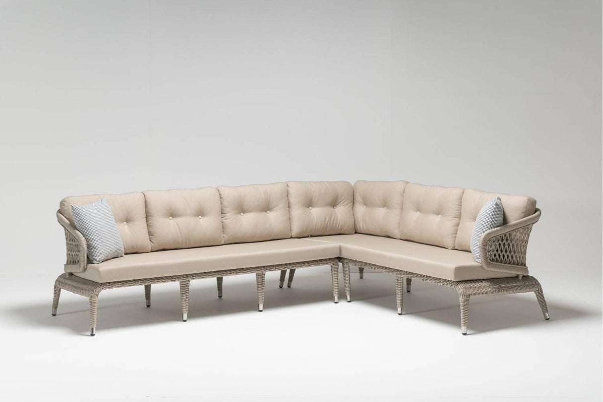 Set De Lounge De Grădină Zambak, Crem, 250X67X82 Cm
