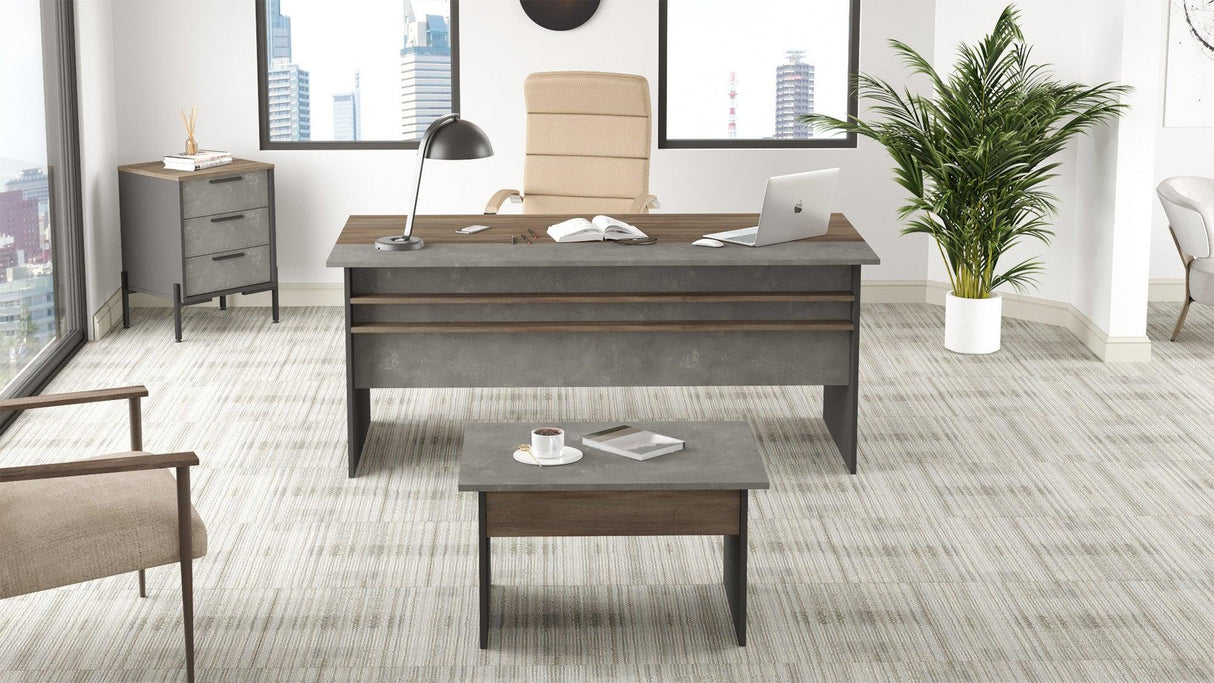 Set de mobilier de birou Sartoria, Maro, 3 Piese, Birou - Masa - Rollbox