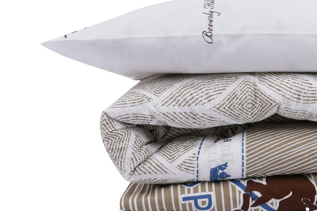 Set Lenjerie de pat double, Bej, 220 x 160 cm,100% Bumbac Ranforce