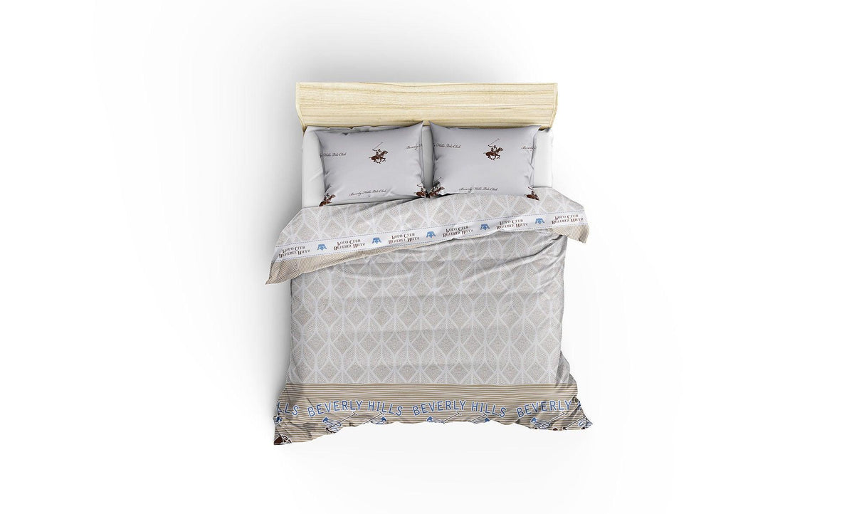 Set Lenjerie de pat double, Bej, 220 x 200 cm,100% Bumbac Ranforce