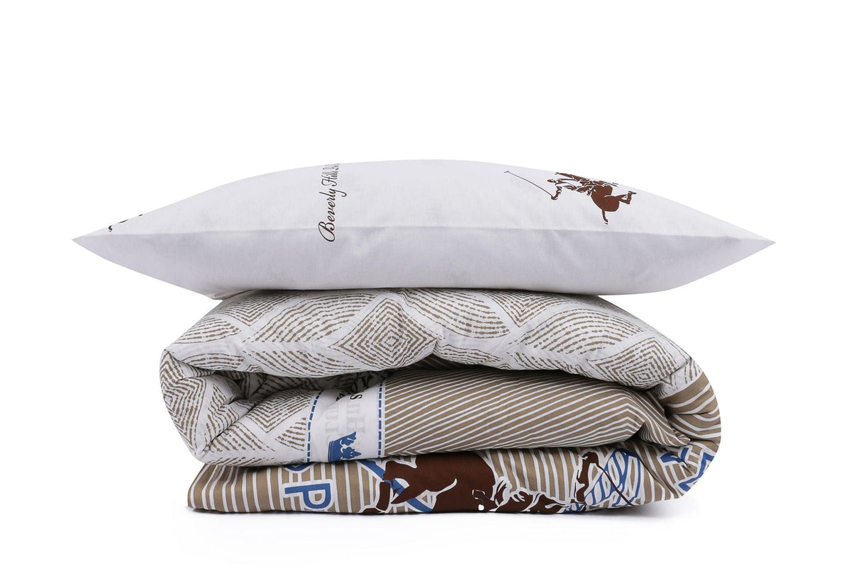 Set Lenjerie de pat double, Bej, 220 x 200 cm,100% Bumbac Ranforce