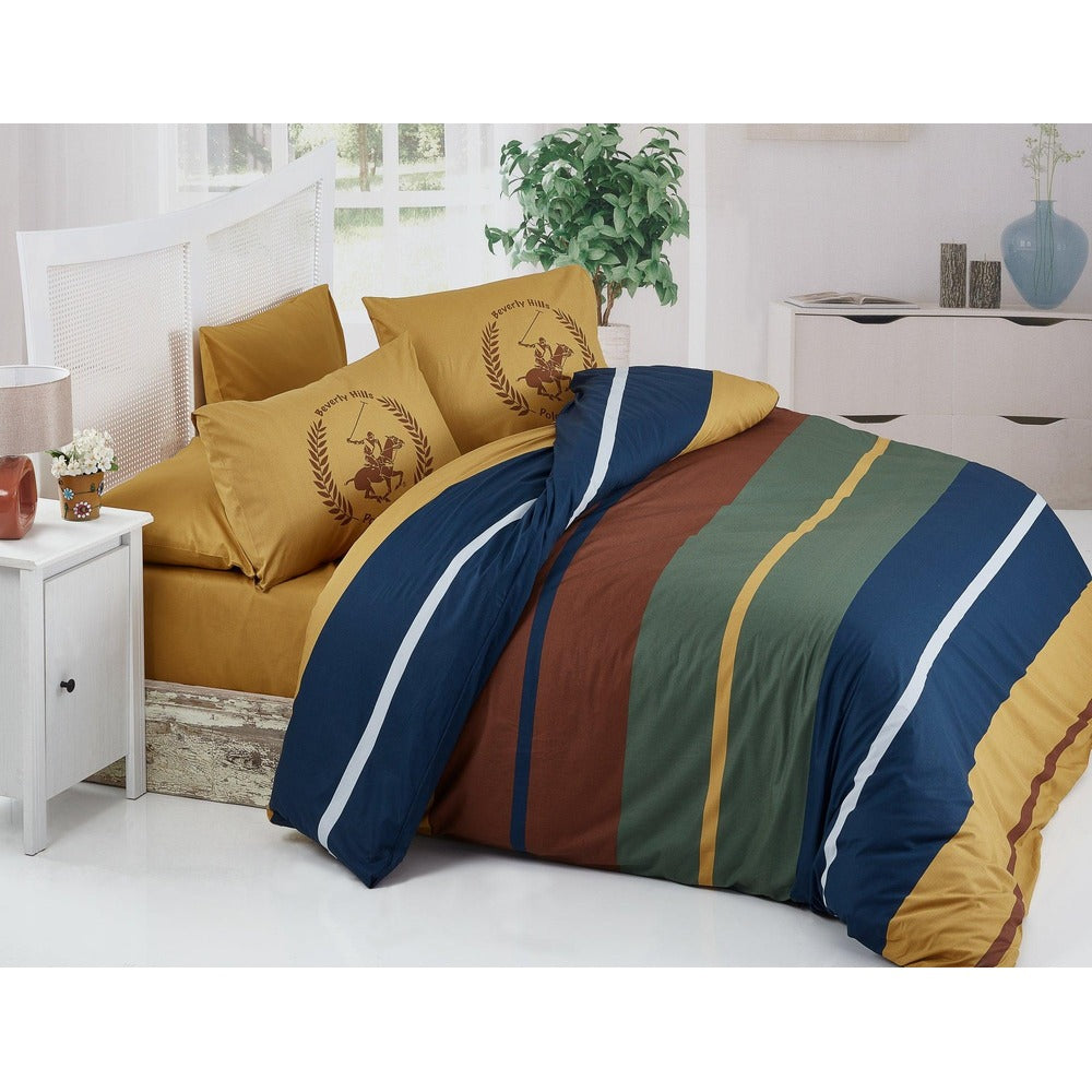 Set Lenjerie de pat double, 100% Bumbac Ranforce, Galben, 220x200 cm