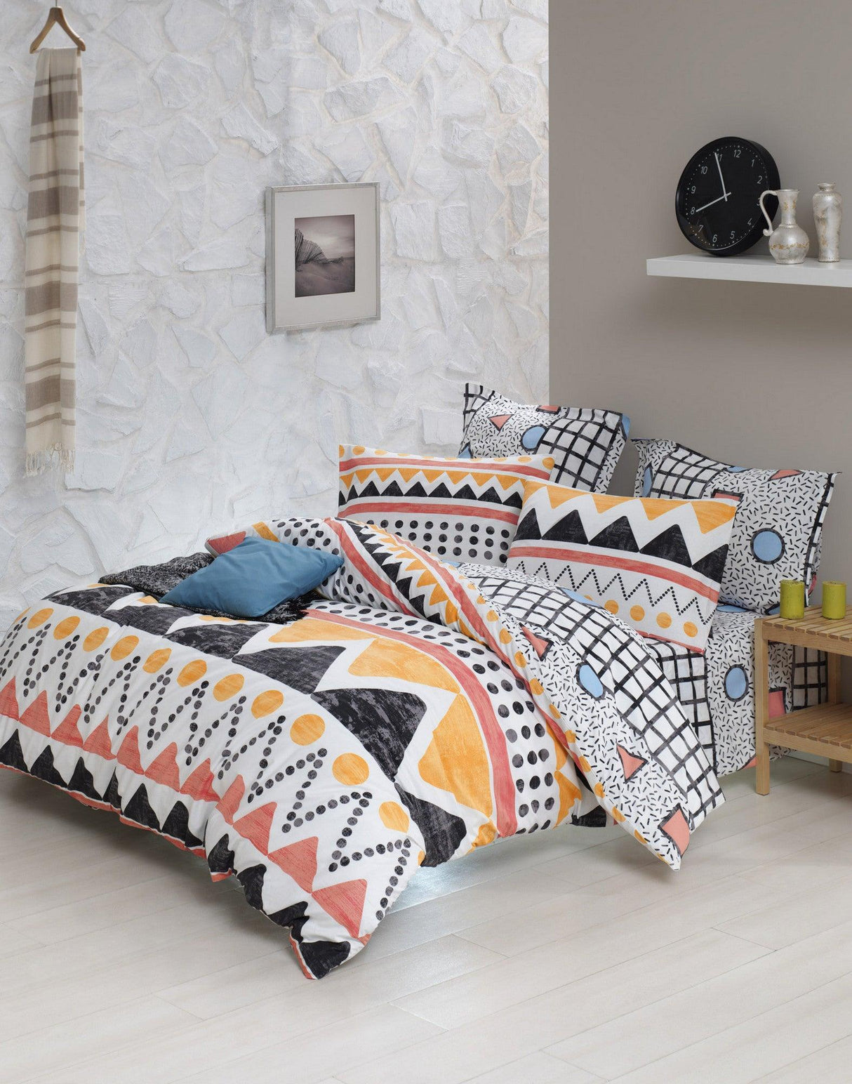 Set Lenjerie de pat double, Galben, 220x200 cm