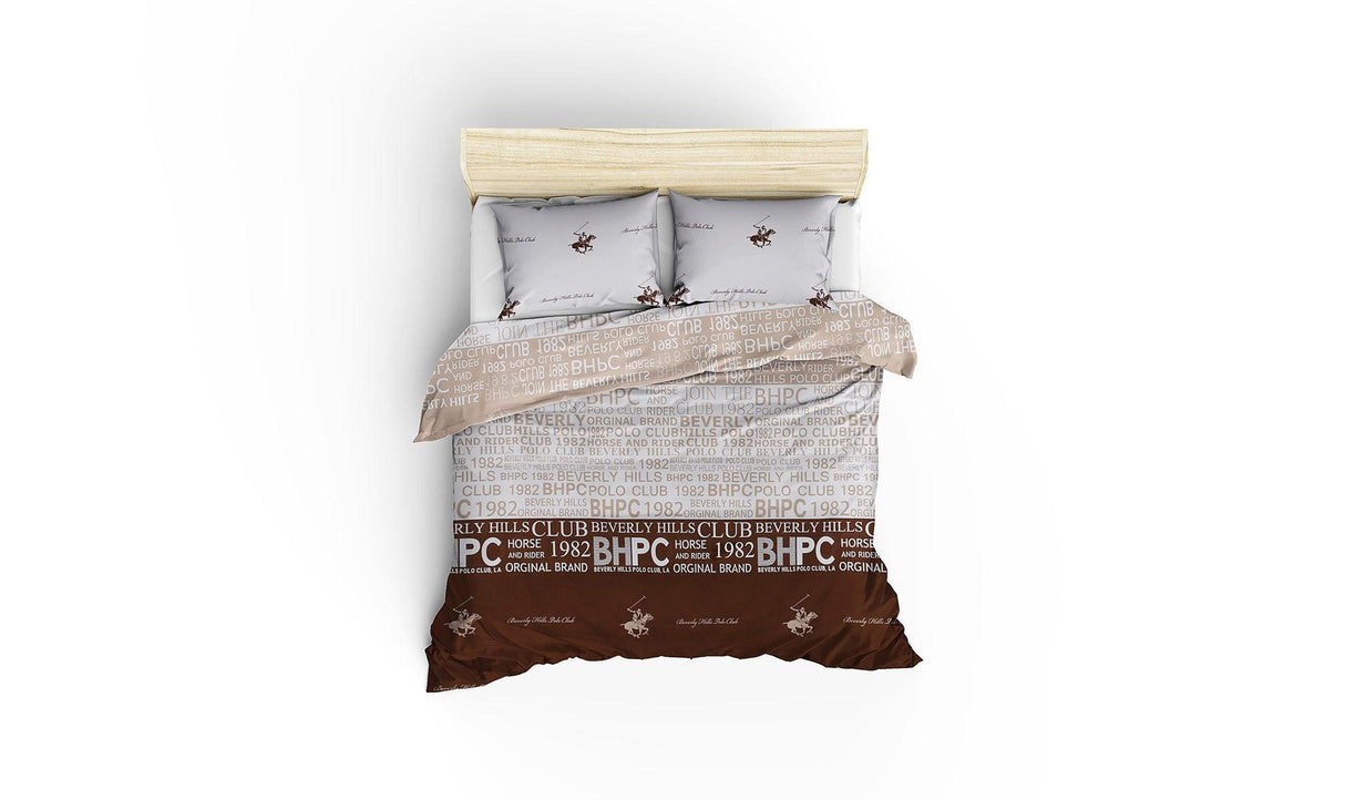 Set Lenjerie de pat double, Maro, 220 x 200 cm,100% Bumbac Ranforce