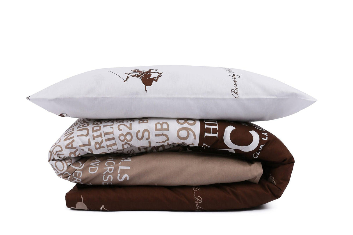 Set Lenjerie de pat double, Maro, 220 x 200 cm,100% Bumbac Ranforce