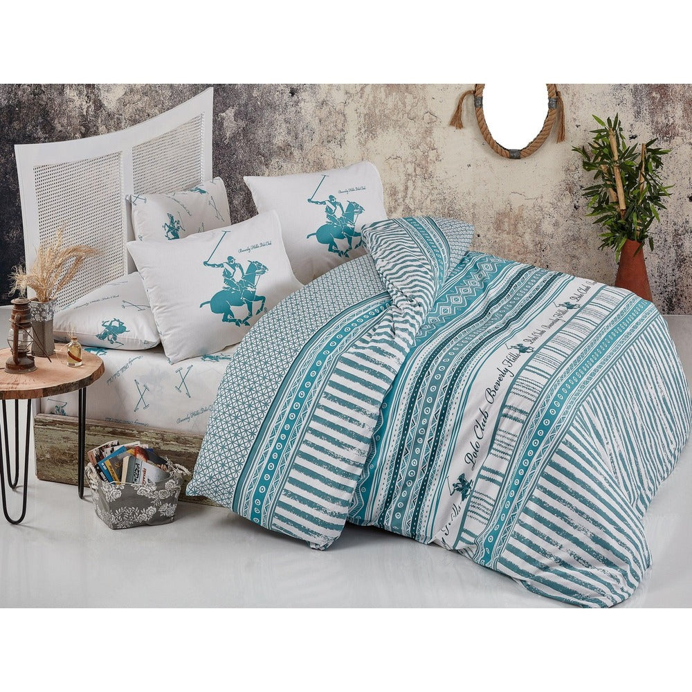 Set Lenjerie de pat double, 100% Bumbac Ranforce, Verde, 220x160 cm
