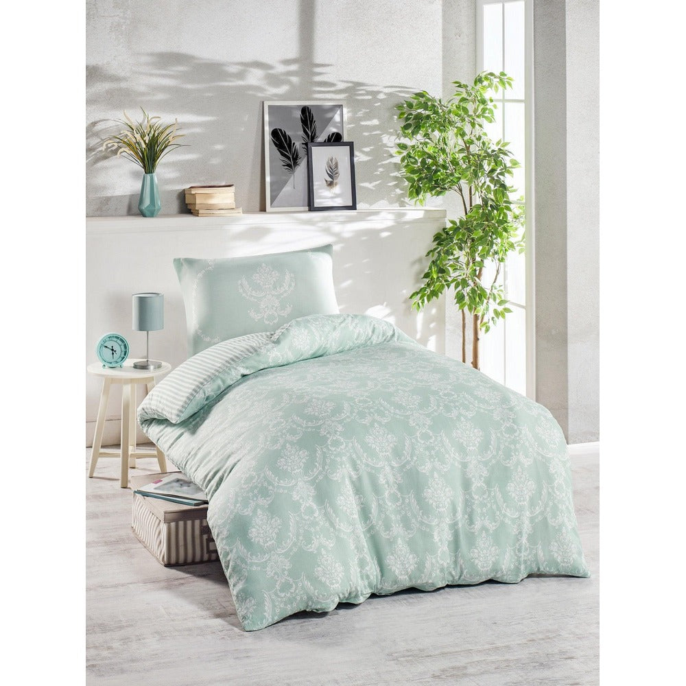 Set Lenjerie de pat single, Verde, 140x200 cm
