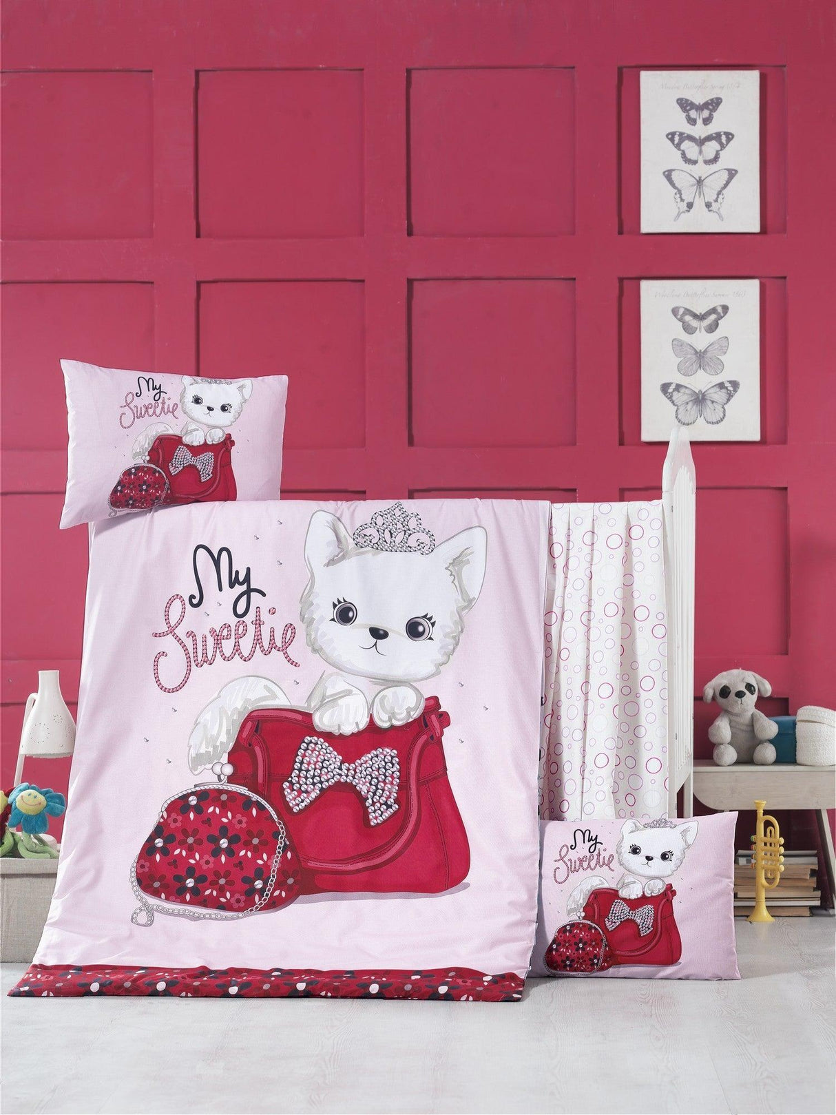 Set lenjerie pentru copii Ranforce, Roșu, 150x100 cm