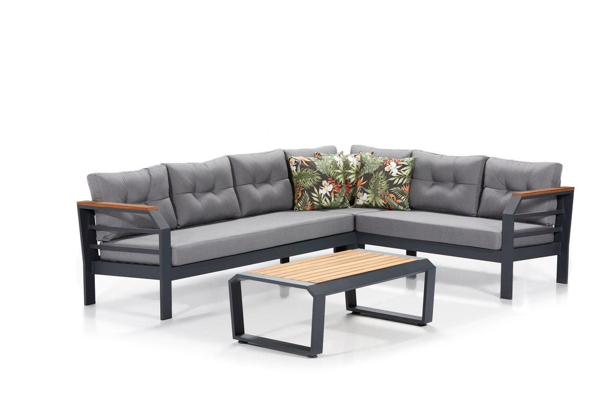 Set lounge de grădină, Gri, 275x77x230 cm