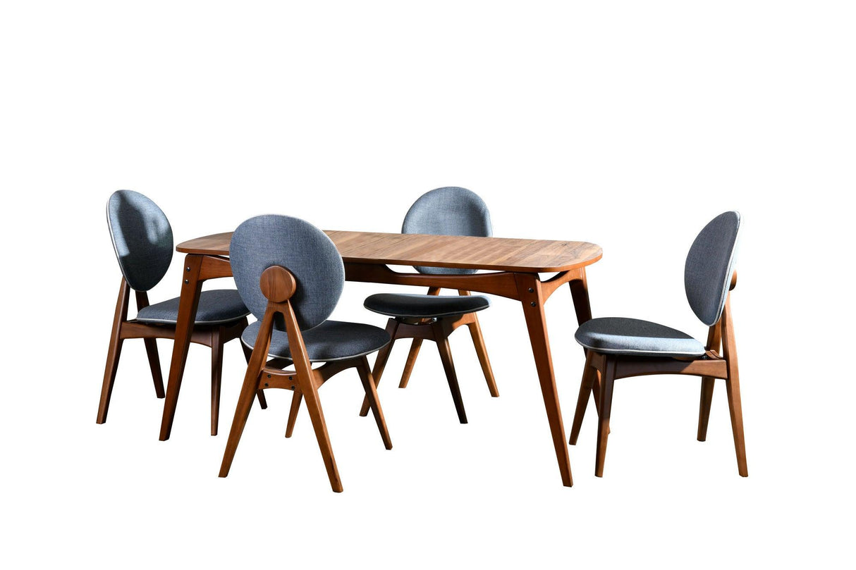 Set Masa Bucatarie și scaune (5 bucăți) Touch Wooden, Nuc, 160x75x80 cm