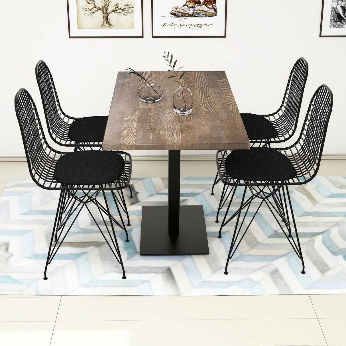 Set masă și scaune (5 bucăți) Sun, Nuc, 45x80x42 cm