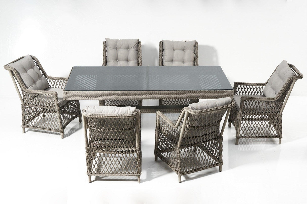 Set Masă Și Scaune De Grădină (7 Bucăți) Calista, Gri, 58X75X73 Cm