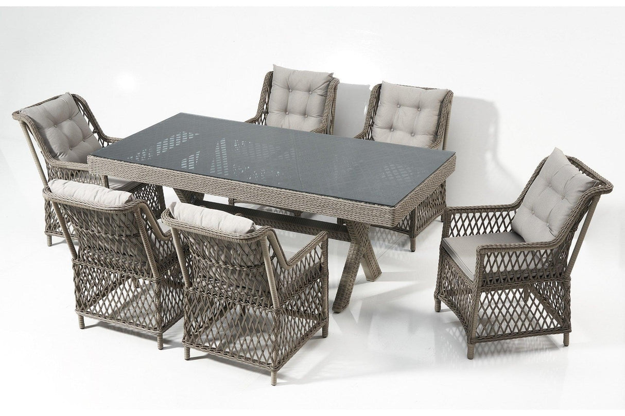 Set Masă Și Scaune De Grădină (7 Bucăți) Calista, Gri, 58X75X73 Cm