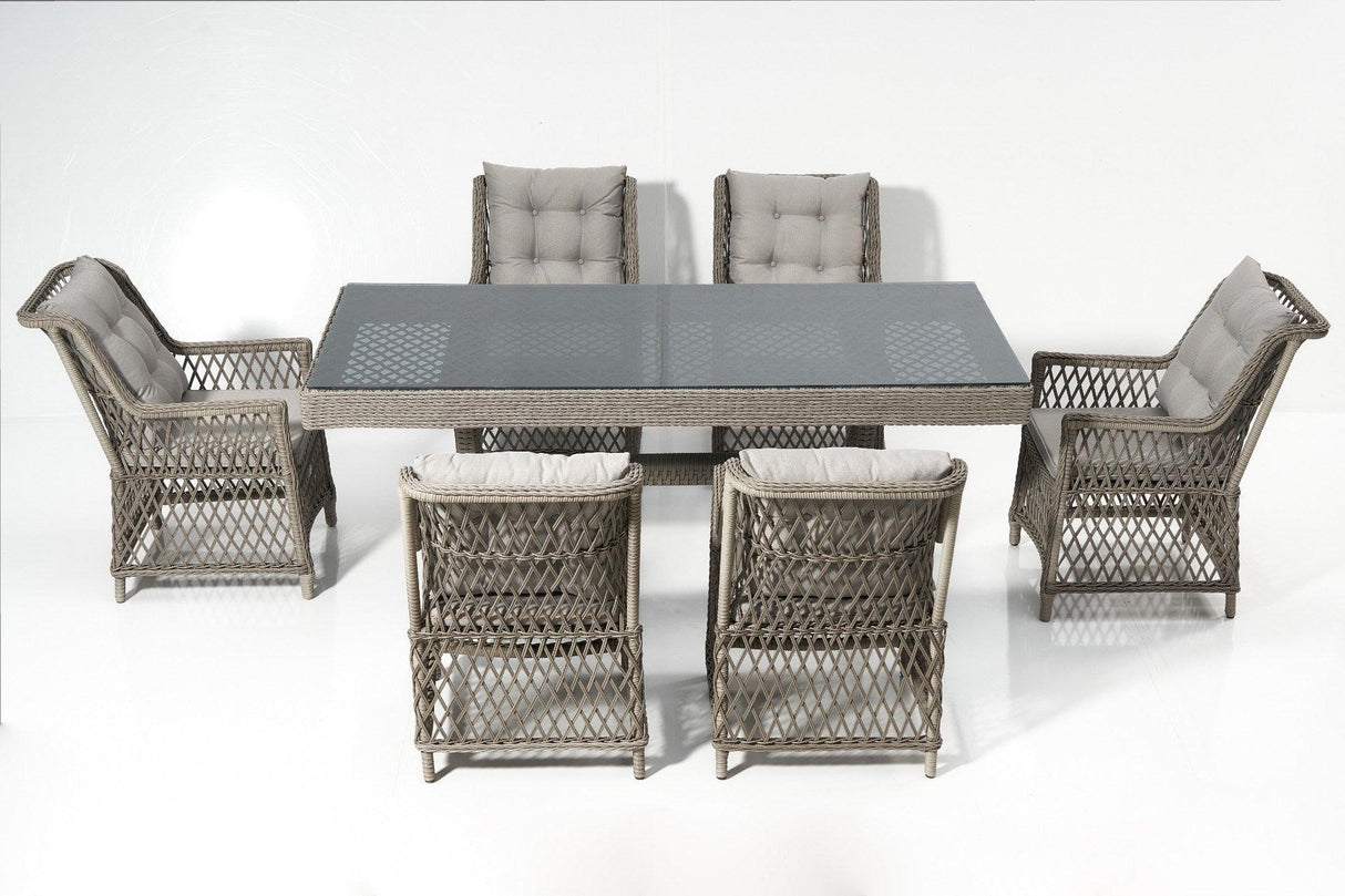 Set Masă Și Scaune De Grădină (7 Bucăți) Calista, Gri, 58X75X73 Cm