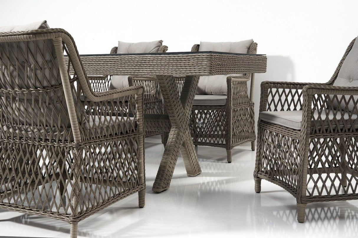 Set Masă Și Scaune De Grădină (7 Bucăți) Calista, Gri, 58X75X73 Cm