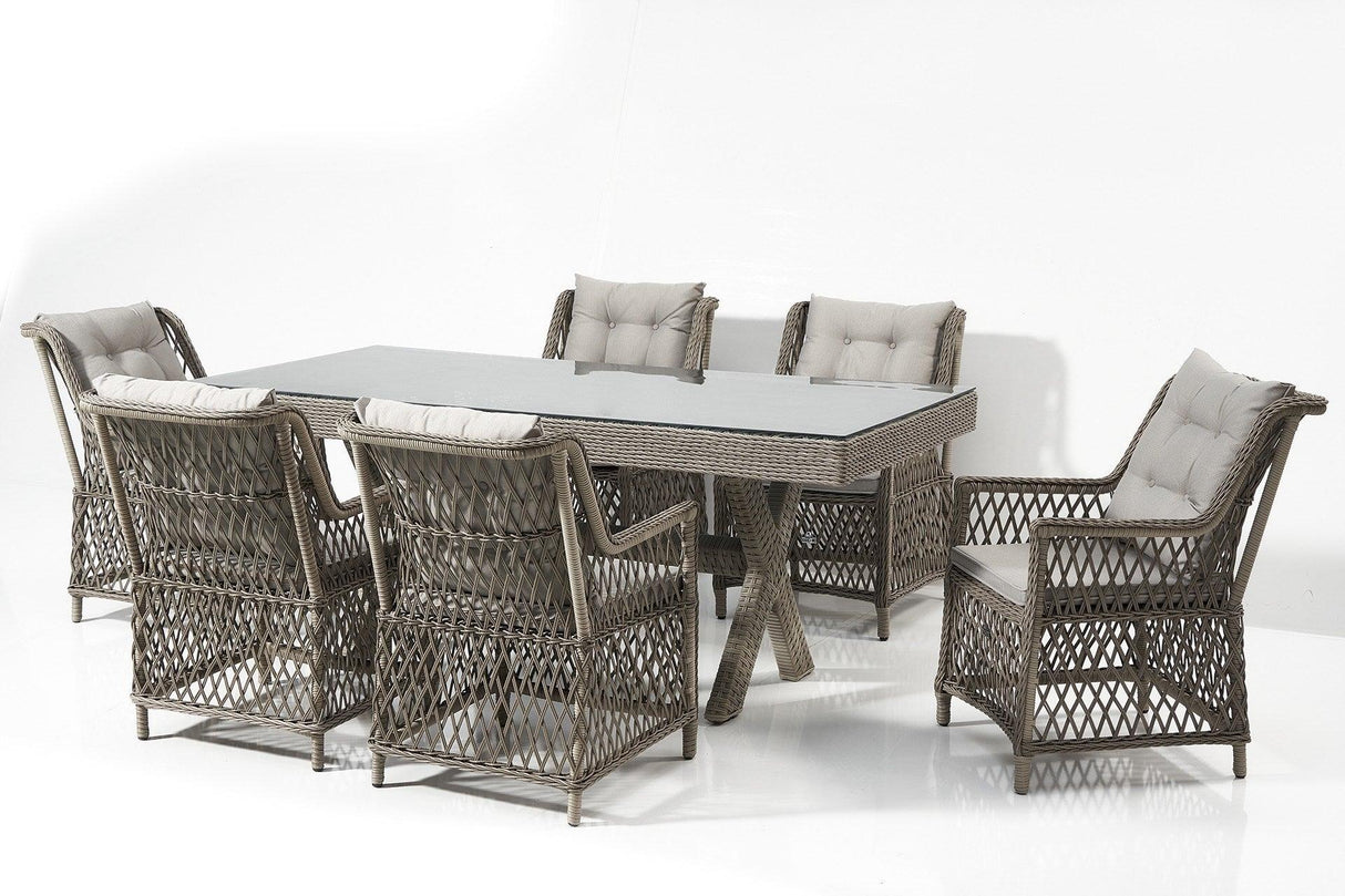 Set Masă Și Scaune De Grădină (7 Bucăți) Calista, Gri, 58X75X73 Cm