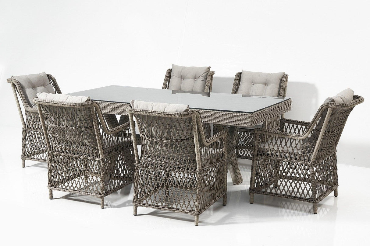 Set Masă Și Scaune De Grădină (7 Bucăți) Calista, Gri, 58X75X73 Cm