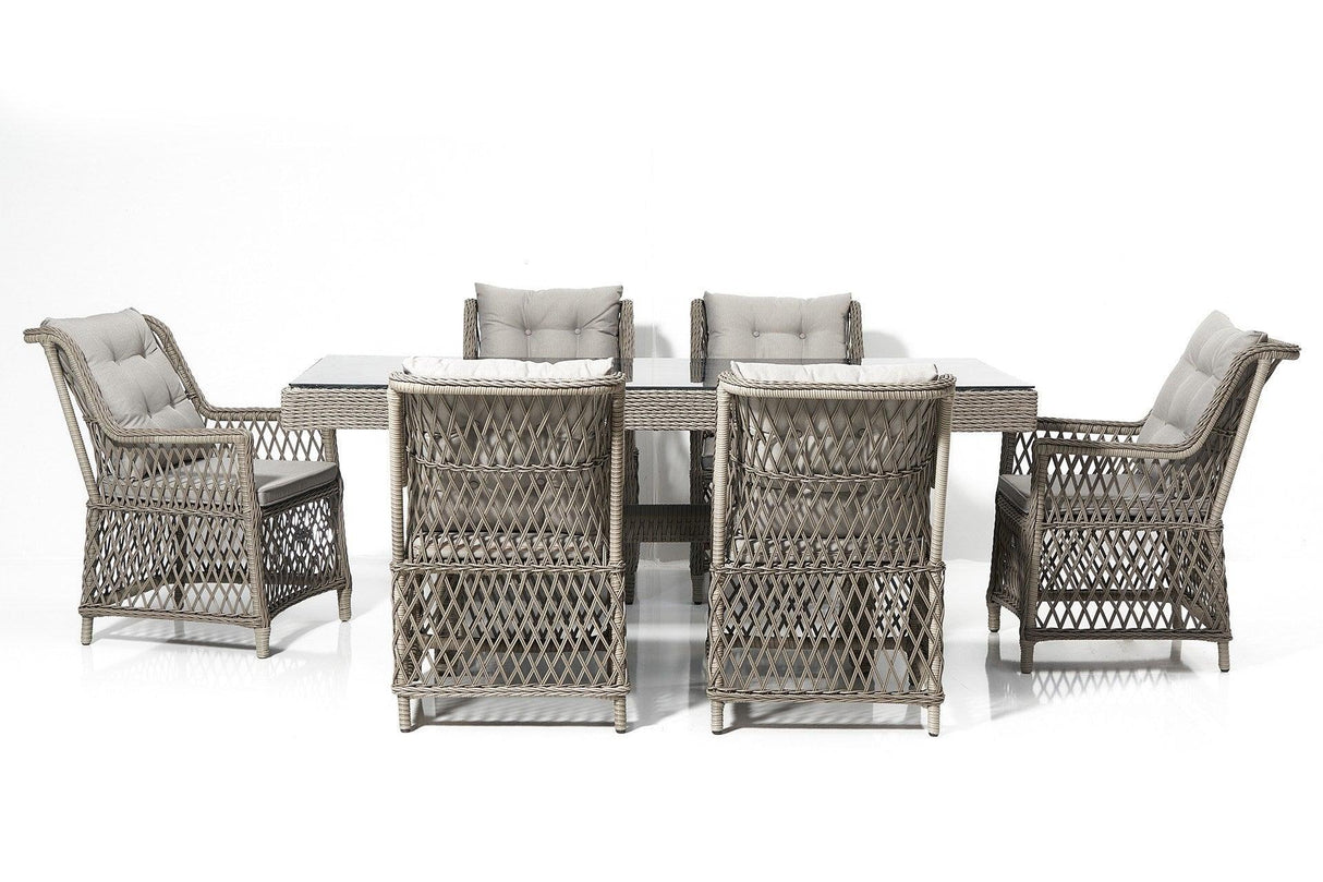 Set Masă Și Scaune De Grădină (7 Bucăți) Calista, Gri, 58X75X73 Cm