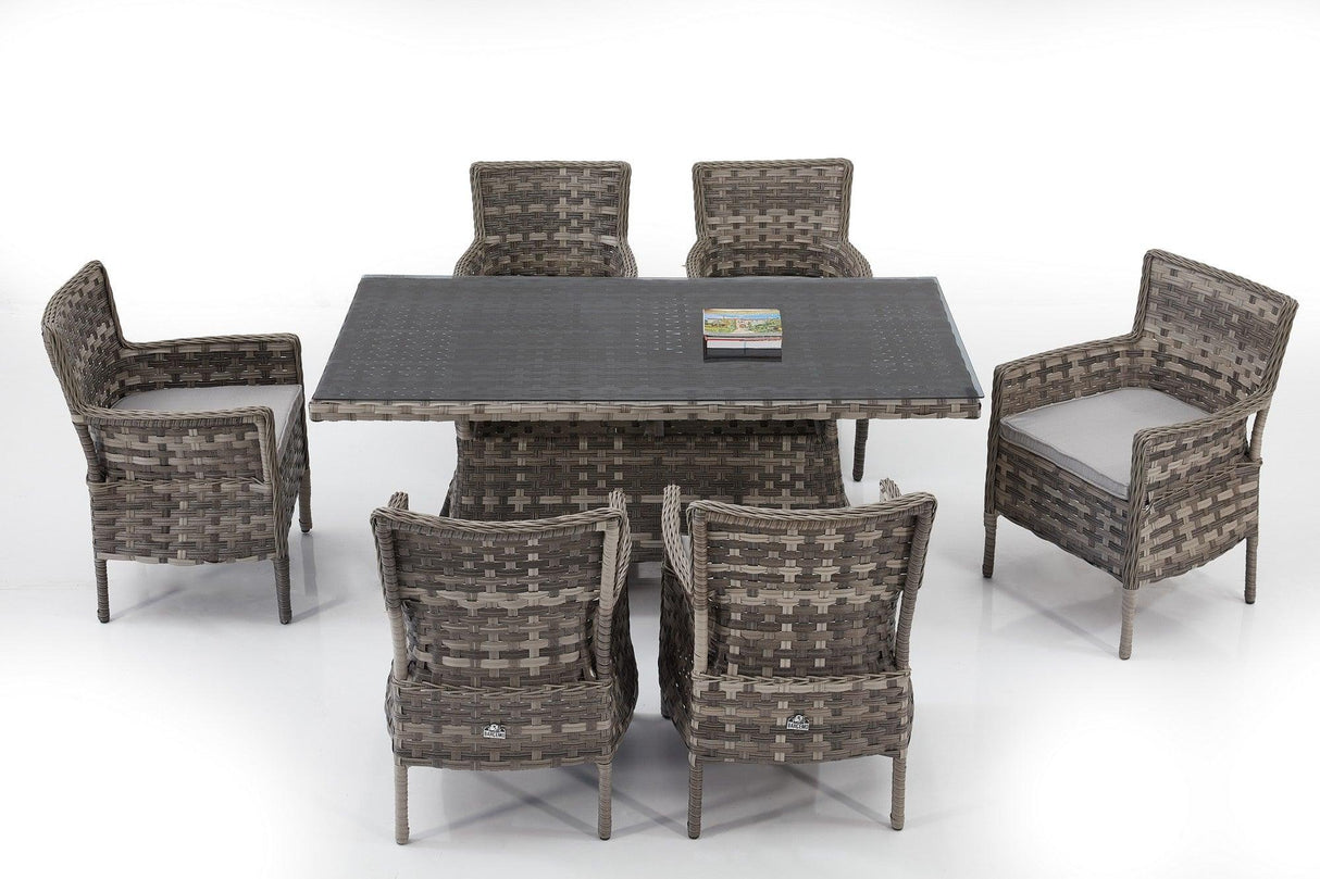 Set masă și scaune de grădină (7 bucăți) Vivaldi - Grey, Gri, 160x75x90 cm