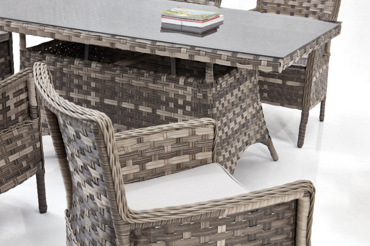 Set masă și scaune de grădină (7 bucăți) Vivaldi - Grey, Gri, 160x75x90 cm