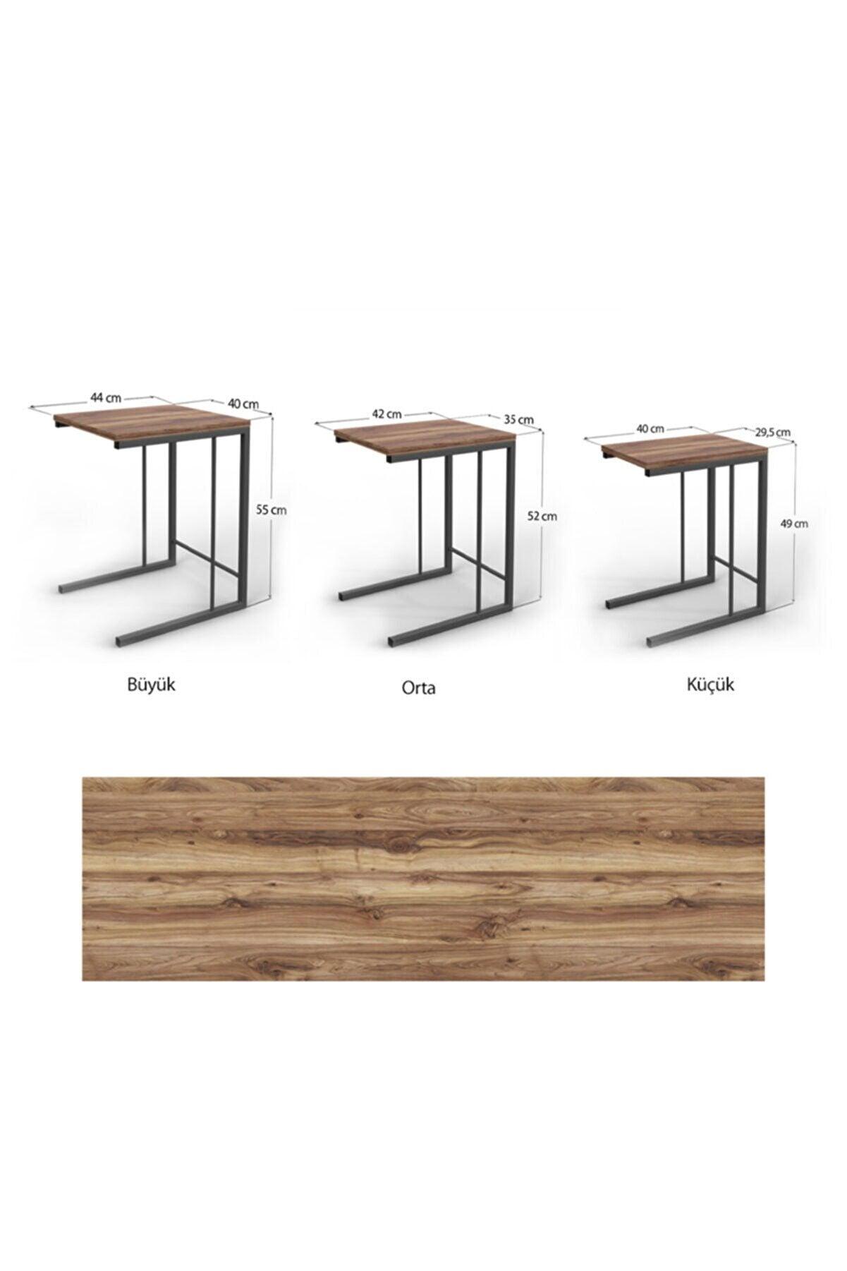 Set Masuta Cafea 3 bucati Macroparad, Negru, 44 x 55 x 40 cm