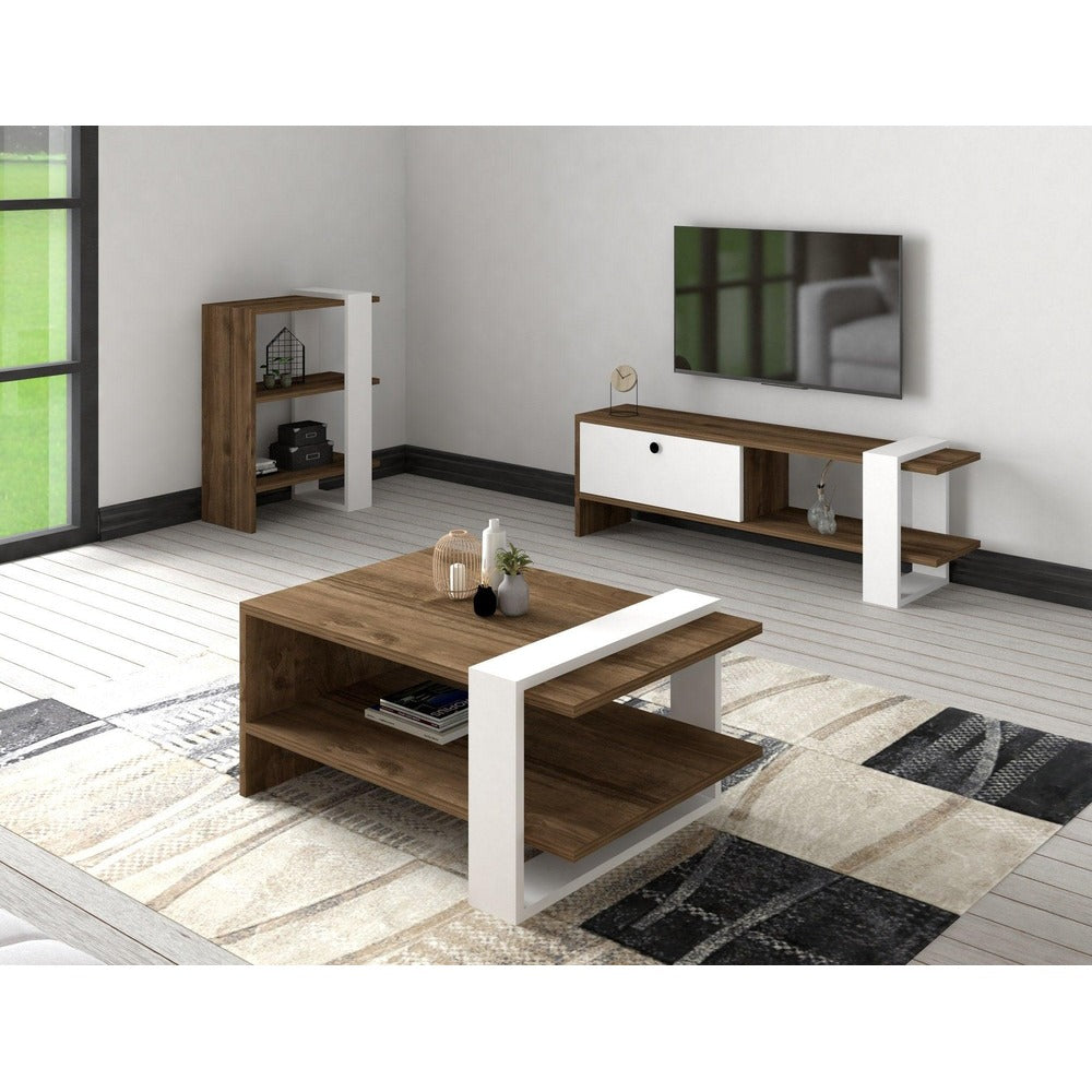 Set Mobila Sufragerie Paye, Nuc, Comoda Tv - Biblioteca - Masuta de Cafea, 88x50x35 cm