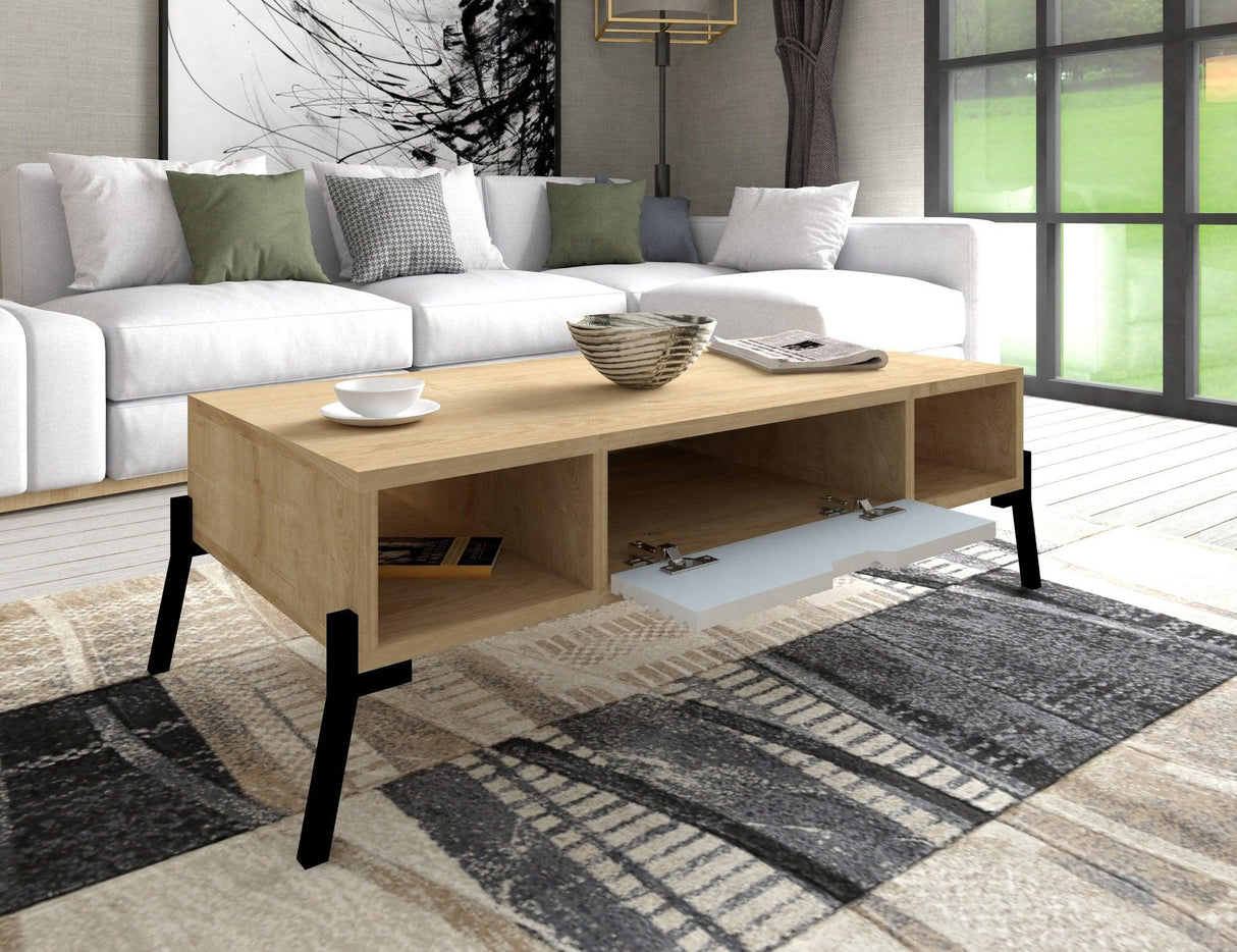 Set Mobila Sufragerie Siena, Stejar, 3 piese, Comoda Tv - Biblioteca - Masuta de Cafea