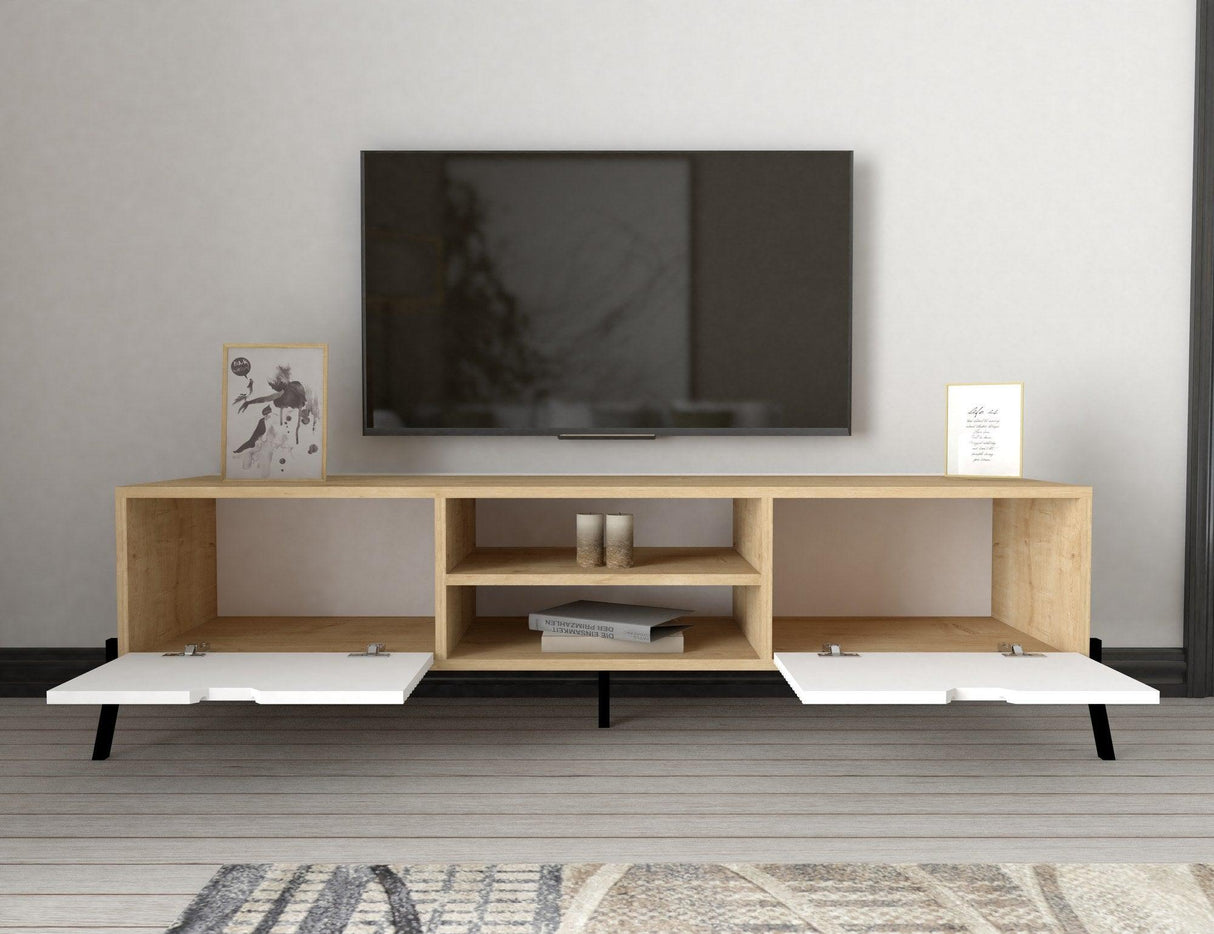 Set Mobila Sufragerie Siena, Stejar, 3 piese, Comoda Tv - Biblioteca - Masuta de Cafea