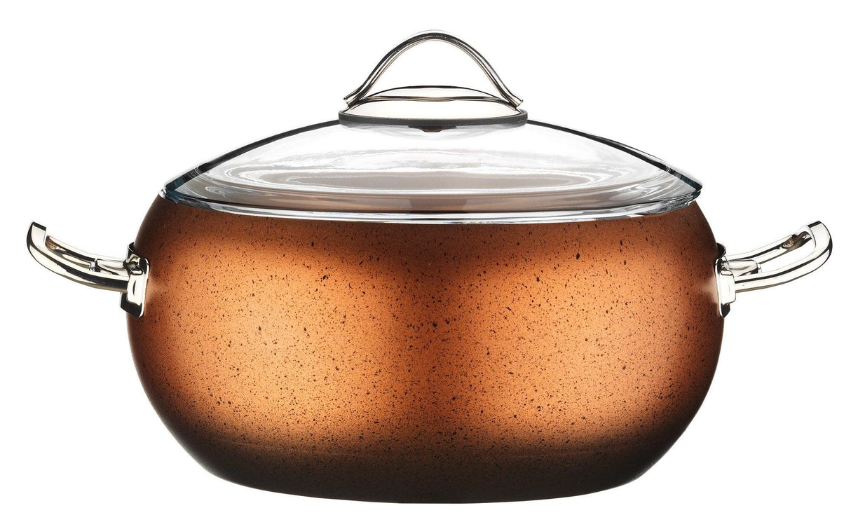 Set oale si tigai, 7 piese, Kutahya Porselen, Aluminiu - Sticla, Maro