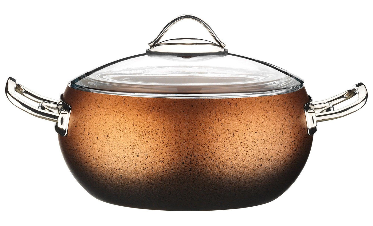 Set oale si tigai, 7 piese, Kutahya Porselen, Aluminiu - Sticla, Maro