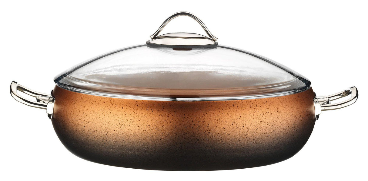 Set oale si tigai, 7 piese, Kutahya Porselen, Aluminiu - Sticla, Maro