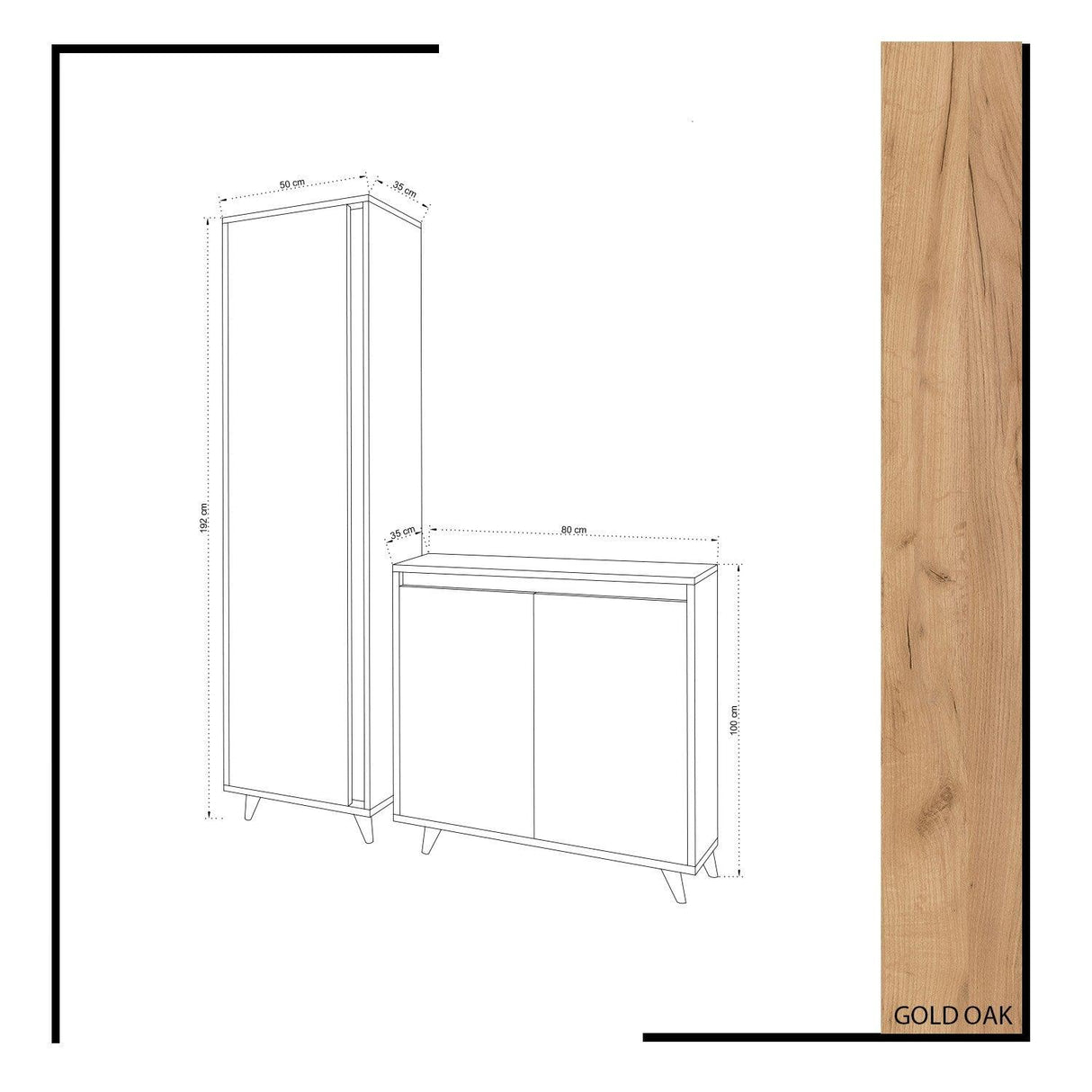 Set Pantofar Omninde, Stejar, 50x192x35 cm
