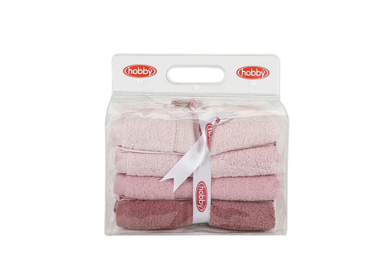 Set Prosoape de Baie (4 bucăți), Roz, 90x50 cm