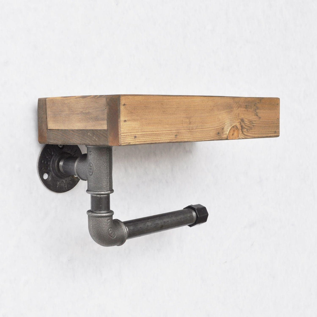 Suport Hârtie Igienică cu Raft pentru telefon, Nuc, 28 x 16 x 14 cm